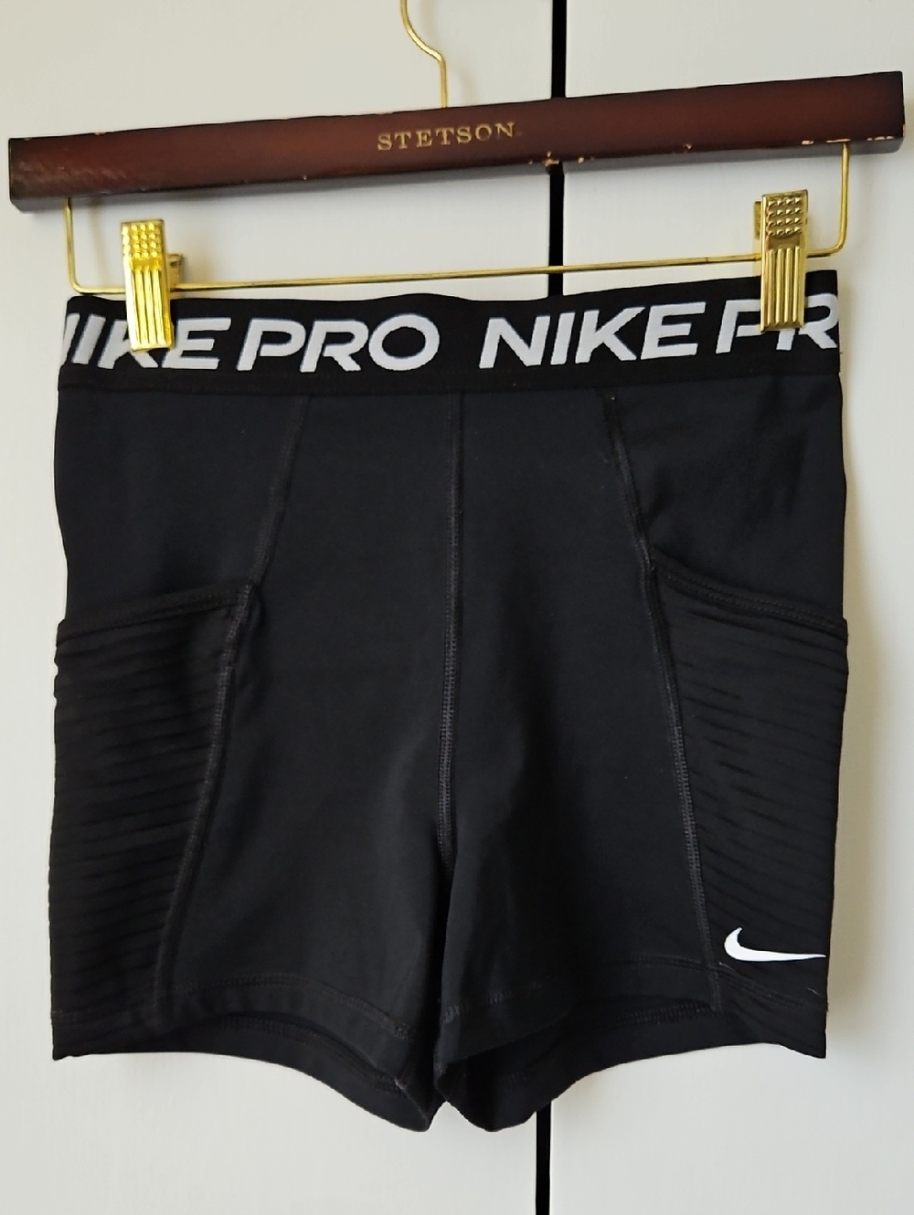 Nike Black Compression Shorts with White Swoosh